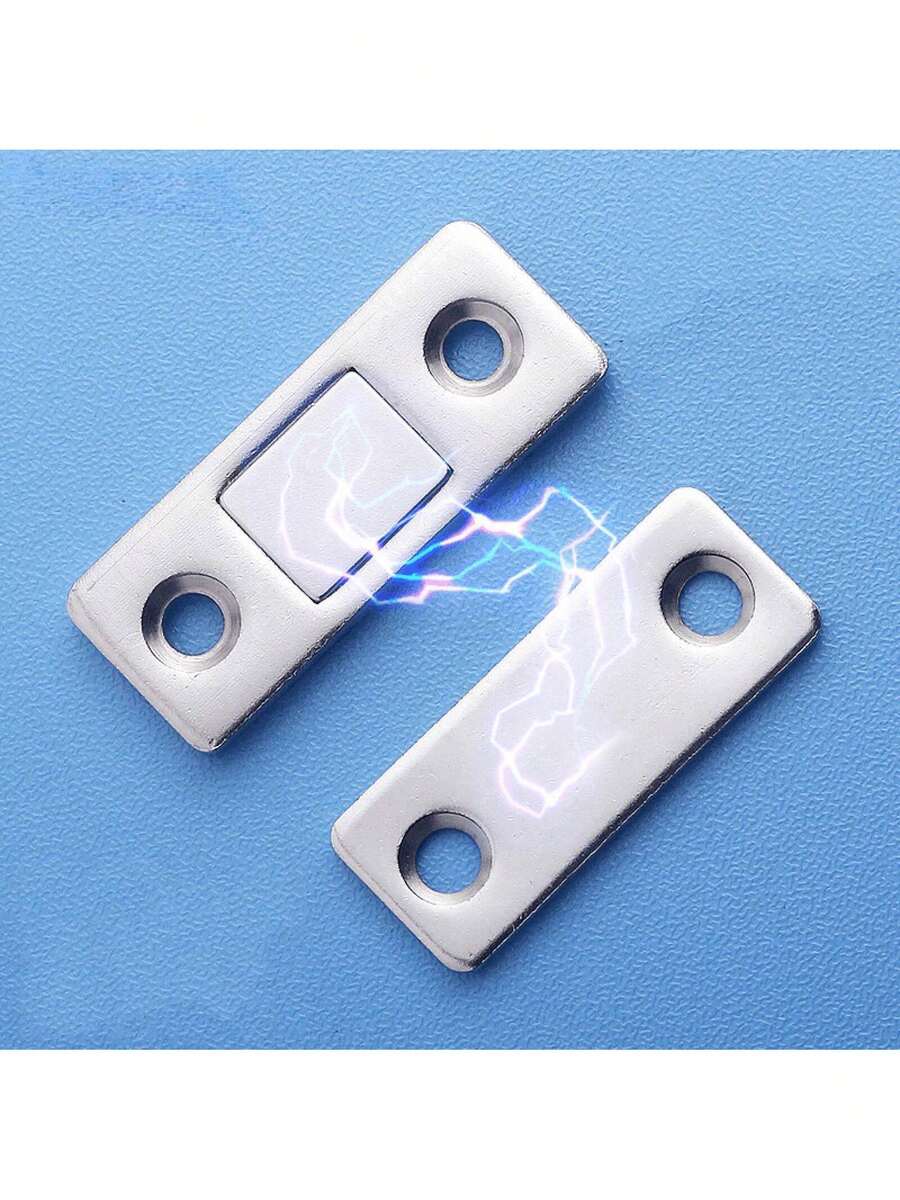 Magnetic Cabinet Door Catch, Hidden Door Closer With Screws, Suitable For Wardrobe And Cabinet Furniture Hardware - Silver - 8 Pairs - View 1