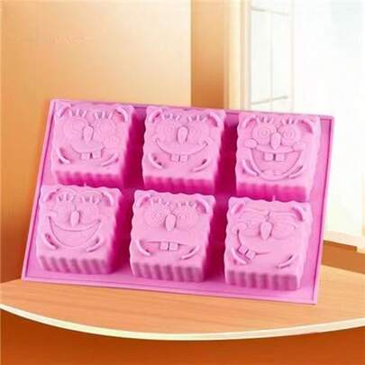  1pc Cartoon SpongeBob Silicone Ice Cube Tray, Jelly Mold, Steamed Rice Cake, Cake Baking Mold, Clay, Soap Mold
