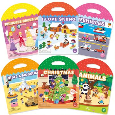 Tear-Resistant Quiet Book Jelly Sticker Set I - DIY Dress-Up Puzzle Toys For 3-6 Year Old Children, Includes Reusable Educational Children's Activity Book Stickers, Holiday Gifts For Boys And Girls