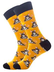 3/6 pares de calcetines unisex con patrones de animales de dibujos animados, queso, girasol, lindos y de moda, versátiles para uso casual, deportivo, de calle, suaves y transpirables, aptos para todas las estaciones