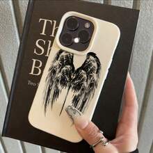 1个TPU材质深色翅膀图案手机壳，兼容 17 Pro Max/17/16 Pro Max/15/13/12/11、S20 FE/A15/S24/A55、Redmi Note 11/Note 12/Note 13 Pro，全包防摔软保护壳 - 白色 - 查看 1