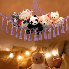 Almacenamiento de Juguetes de Peluche con Luces LED,Gran Hamaca de Red de Animales de Peluche,Adecuada para La Decoración de La Habitación Infantil,Almacena Juguetes y Artículos de Uso Diario (Morado),37286958 - Granate - Ver 2