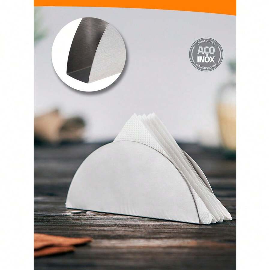 Porta Guardanapos De Inox - 15 cm X 6cm - Modelo Liso - Multicolorido - Visão 1