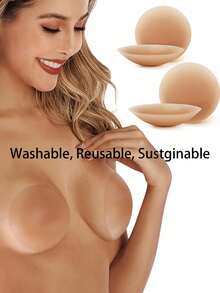 1 Pair Invisible Nipple Covers For Women - Reusable Adhesive Silicone Pasties, Sticky Bra Inserts For Dresses & Backless Strapless Outfits,Nipple Covers, Nipple Cover,Cakes Nipple Cover,Nipple Cover,Silicone Nipple Covers Reusable,Silicone Nipple Covers,Cakes Nipple Covers,Silicone Bra Inserts,Nip Covers,Nipple Covers For Women - Apricot - View 2