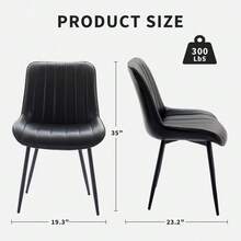 Mid Century Modern Dining Chairs, Set Of 2 – Faux Leather Upholstered Armless Side Chairs For Kitchen & Dining - Color: Blackspecification: Leather - View 8