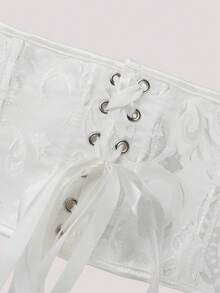 1 قطعة حزام خصر قصير مطرز للنساء، شدادة خصر للملابس الخارجية، مناسب للحفلات والاستخدام اليومي - أبيض - مشاهدة 5