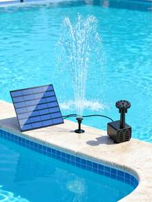 1pc DIY Solar Powered Fountain Pump (With 6 Adjustable Nozzles), Solar Powered Outdoor Fountain, Suitable For Garden, Bird Bath, Pond And Swimming Pool Decoration, Automatic Water Feature