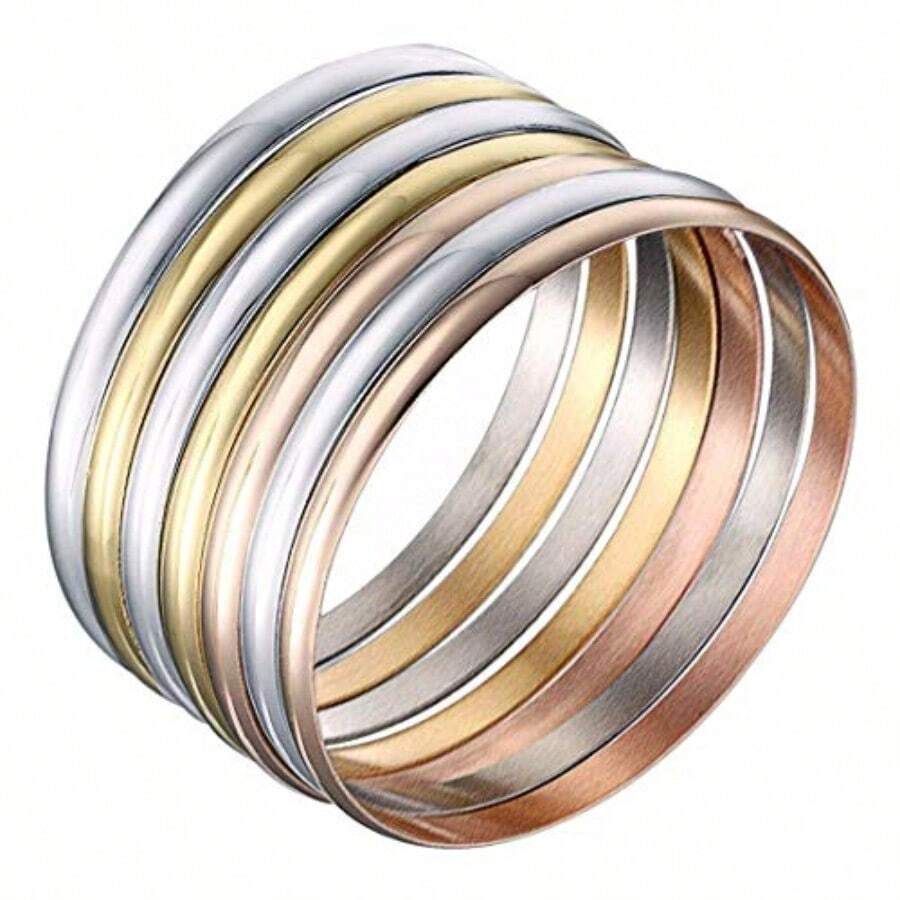 Castillna - Pulseras tricolor de oro rosa para mujer juego de 7 piezas - 84pulgadas - Ver 1