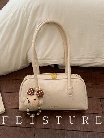 1pc Faux Leather PU Bowling Bag, Women's Fashion Shoulder/Underarm Bag (Follow Store To Get Tassel Pendant As Gift), Zipper Closure, Suitable For Girls, Ladies, College Students, Young Professionals, Great For Work, Business, Commute, School