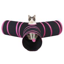 Cat Teaser Wand Toy, Self-Entertainment Boredom Relief Gadget, Cat Tunnel, Small Cat Maze Crawl Tunnel, Cat Bed - Black - View 3