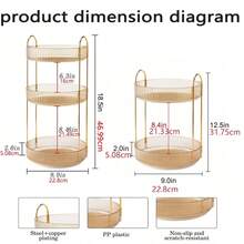 1pc 360° Rotating Makeup Organizer, Suitable For Vanity, Large Capacity Transparent Skincare & Perfume Storage Box, Makeup Vanity Organizer, Back To School Essential,Room Decor - Champagne - View 4