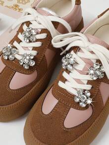 6件套时尚百搭金属电镀闪亮水钻铜锌合金DIY金属扣，适用于装饰和搭配各种运动鞋、休闲鞋、鞋带。