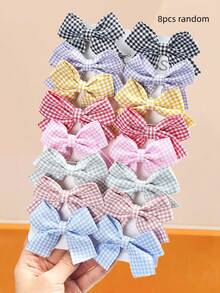 Bộ 8/16 kẹp tóc nơ kẻ caro nhỏ, nhiều màu sắc tươi tắn, kẹp tóc lệch bên dễ thương dành cho nữ - Phù hợp cho bé gái, ngọt ngào và đáng yêu, phong cách preppy, phù hợp để đeo hàng ngày, đi chơi, hẹn hò, đi học - Quà tặng năm mới 2026, quà tặng ngày Valentine. - Nhiều màu - Xem 12