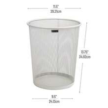 Mind Reader Mesh Trash Can 16.65L 4.4 GAL Waste Paper Basket Round Office Metal Mesh 11.5" L x 11.5" W x 13.75" H White - Blanco - Ver 3