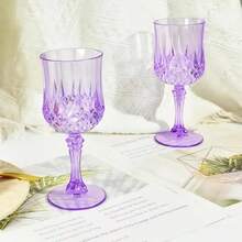 Bộ 3 ly sâm panh 8oz (khoảng 227ml) họa tiết kim cương tím, chống vỡ và có thể tái sử dụng, thích hợp cho các sự kiện, tiệc tùng, nhà hàng, đám cưới, kỷ niệm, ngày lễ. - Nhiều màu - Xem 4