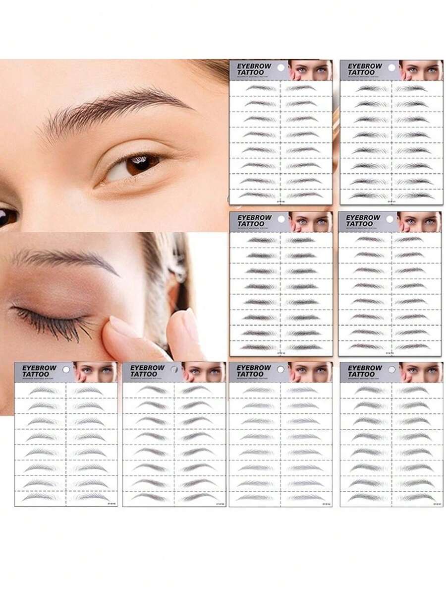 1pc 6D Realistic Eyebrow Tattoo Sticker, Waterproof Eyebrow Tattoo Decal - Black - View 1