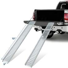 Garvee 72"X9" Heavy Duty Steel Loading Ramps (2 Pack) – 1000 Lbs Capacity, Non-Folding Truck & Trailer Ramps For Motorcycles, Dirt Bikes, ATVs, E-Bikes, UTVs – Portable Design - Silver - View 8