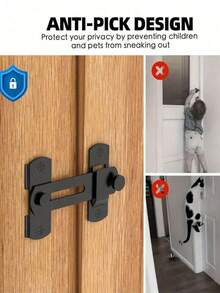 一套可翻转滑动谷仓门锁 - 180°翻转滑动门闩，不锈钢谷仓门锁，适用于车库、浴室、宠物门和窗户，不锈钢门栓，不锈钢门闩，家用门栓门闩，简易浴室门闩防盗门闩 - 彩色 - 查看 9