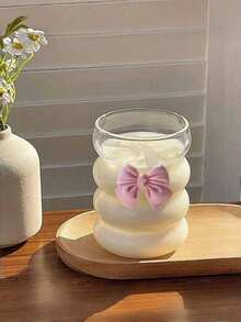 1/2 Packs Of 350ml Pink Bow Glass Coffee Cup, Coffee Cup, High-Quality Cold Drink, Milk Tea, Suitable For Home And Office Use. - Multicolor - View 9