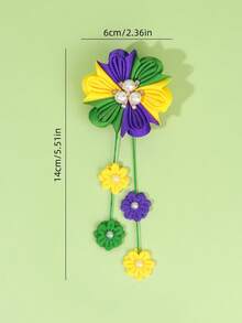 2pcs Mardi Gras Colorful Fabric Flowers Hair Clips,Faux Pearl Hairpink,Fashion Hair Barrettes For Girls Kids Daughter Carnival Gifts