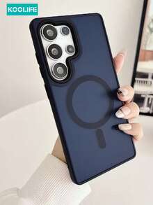 Ốp lưng iPhone cho nam Koolife 1 chiếc Ốp lưng điện thoại bảo vệ dày 2 trong 1 có khả năng hấp thụ từ tính, sạc không dây, PC + TPU mờ, tương thích với Samsung Galaxy S22/S22plus/S22Ultra/S23/S23Plus/S23Ultra/S24/S24Plus/S24Ultra, chống sốc và chống rơi - Màu xanh hải quân - Xem 2