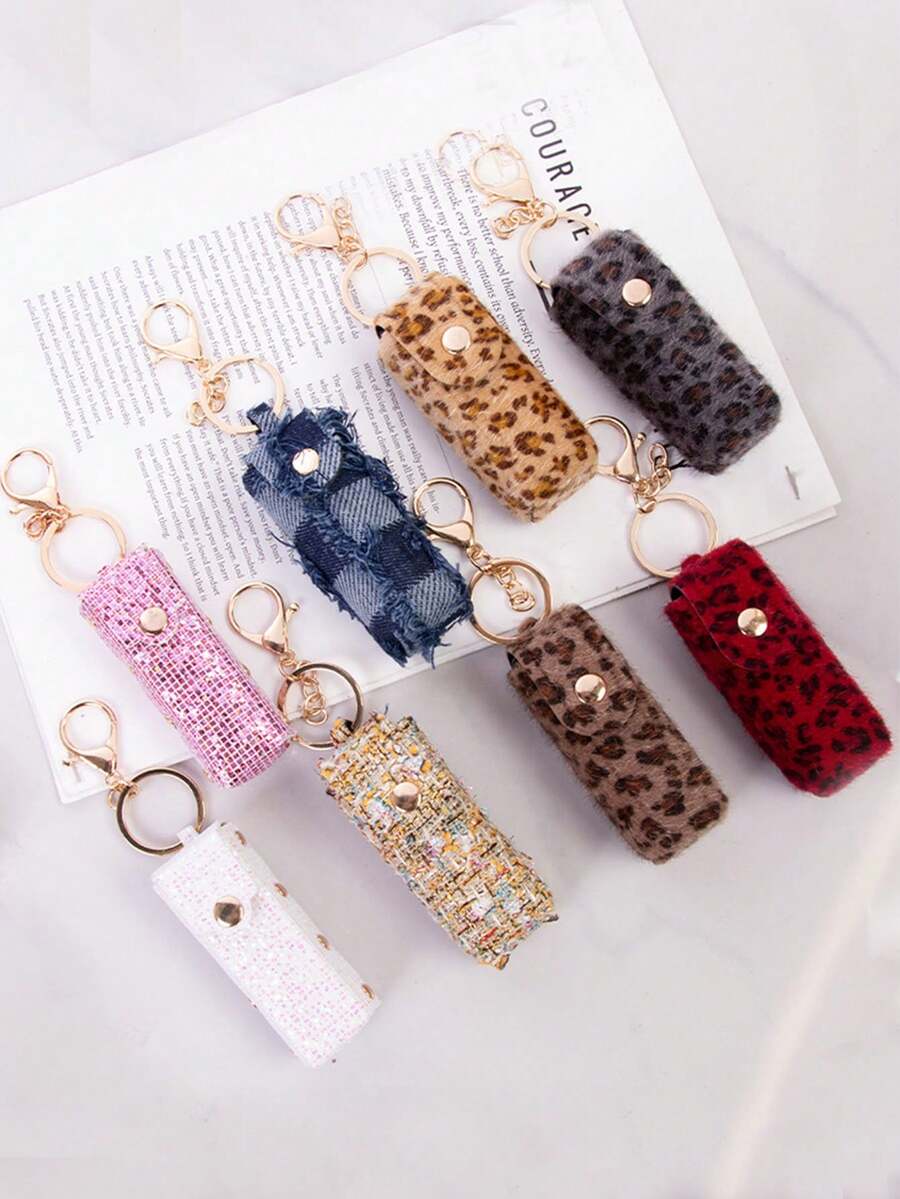 1Pc Women'S Leopard Print Lipstick Box Lipstick Holder Pendant Keychains Bag Charms,Elegant Cosmetic Storage Kit Makeup Travel Cases Organizer Bag For Purse,Travel Lipstick Case For Makeup Organization,Perfect Gift For Women,Suitable For Everyday Use,Mother'S Day Gifts,Gifts For Your Loved One - Multicolor - View 1