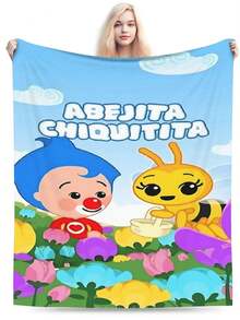 1pc Plim Plim Blanket Ultra Soft Anime Blanket, Flannel Cartoon Printed Throw - Perfect Gift For Anime Fans, Ideal For Christmas, Birthday, Halloween, Home, Camping & Travel - màu đen - Xem 2
