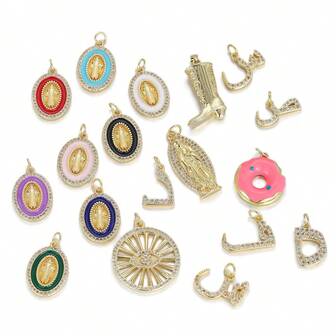 1 pieza Encanto de la Virgen María de cobre vintage, accesorio minimalista de moda para pulsera DIY, collar, aretes, bolso