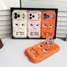 The 2025 New Plush Cartoon Fun Orange And Pink Expression Phone Case With Holder, Shock-Absorbing Soft TPU Protection, Suitable For IPhone 17, 16, 15 Pro, Pro Max Phones, Is A Fashionable And Exquisite Winter Women's Phone Case. It Is A Beautiful Gift For Family, Girlfriends, And Colleagues As A Christmas, New Year, Thanksgiving, Mother's Day, Teacher's Day, And Birthday Gift. - 粉色 - 查看 2