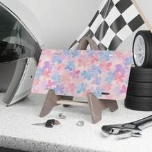 CP ON  Pastel Flowers Vanity Plate Light Pink Light Blue Front Of Car Car Decoration Car Accessory License Plate - 30*15厘米 - 查看 4