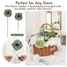 [Free Shipping]Artificial Flowers Combo Box Set Fake Flowers Dahlia White Roses Green Leaf With Stems For DIY Wedding Bouquets Ba By Shower Party Home Decoration - ClassicWhite - View 5