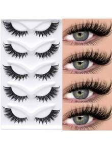 NAIJEMA Transparent Stem Cat Eye Fox Eye False Eyelashes, Natural Appearance, Soft And Curly, Eyelash Extension, Cartoon Style, Dramatic Lashes, Everyday Makeup - Black - View 4