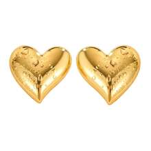 FANYINAN 1 Đôi bông tai hình trái tim tối giản bằng hợp kim kẽm mạ vàng 18K, kiểu dáng cổ điển thời trang, đa năng dành cho nữ, phù hợp để đeo hàng ngày. - JX512 - Xem 1