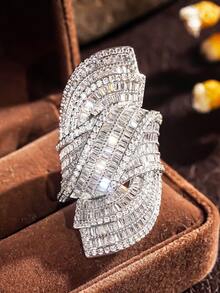 1 chiếc nhẫn đá Cubic Zirconia xinh xắn dành cho nữ, thích hợp làm quà cưới, đính hôn, kỷ niệm, tiệc tùng hoặc quà tặng ngày Valentine. - 1 # - Xem 12