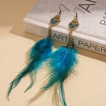 Water Drop Feather Rice Bead Tassel Earrings, Bohemian Niche Ear Hooks Ear Pendants, Light Luxury Vacation Style Earrings, Gift For Friends And Elders - Three Diamonds - View 10
