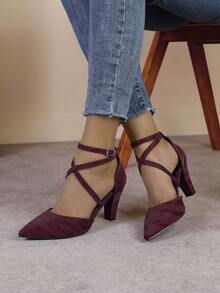 Giày cao gót mũi nhọn gợi cảm dành cho nữ, giày sandal thời trang đa năng. - Màu Đỏ Sâu - Xem 5