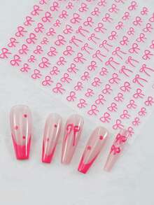 6pcs/1pc Cartoon Bow Nail Art Stickers, High Gloss Plastic Self-Adhesive Nail Stickers, Suitable For Valentine's Day, New Year And Other Holidays, Shiny Decoration, Disposable, Multiple Styles Available, Suitable For DIY Home Manicure And Salon Manicure Supplies Nails - Multicolor - View 6