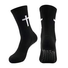 1 Pair Unisex Football Sports Socks, Dot Grip Anti-Slip Crew Socks, Breathable Moisture-Wicking Walking Socks - Multicolor - View 11