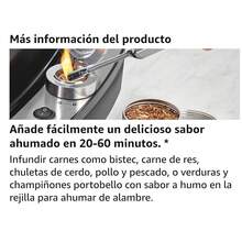 Parrilla eléctrica Hamilton Beach para interiores con infusor de humo frío y caliente, control de temperatura de 150 °F a 450 °F para sellar, campana ventilada y ventilador, superficie de cocción antiadherente de 116 pulgadas cuadradas, color negro (25375) - Tipo de Enchufe A USA (110-127V) - Ver 2