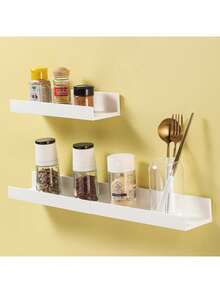 1/2/3/4/6pcs White Acrylic Floating Shelves, Nail-Free Wall Mounted Display Racks For Nursery, Kids Bookshelf, Wall Organizer, Bathroom Storage Shelf - White - View 7