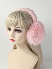 1pc Winter Plush Ear Muff Women, Ear Warmers Foldable & Anti-Freeze Earmuffs CICC - 粉色 - 查看 5