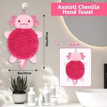 Axolotl Hand Towel For Bathroom Kitchen - Cute Hanging Face Towels Super Absorbent Chenille, Funny Decorative Towel, Kawaii Holiday Christmas Birthday Gifts For Women, Moms, ,Pink - 粉色 - 查看 4