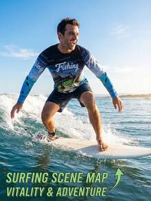 UPF 50+ Breathable & Comfortable Fishing Long Sleeve Shirt, Outdoor Sports Tee For Men, Summer - Black - View 8