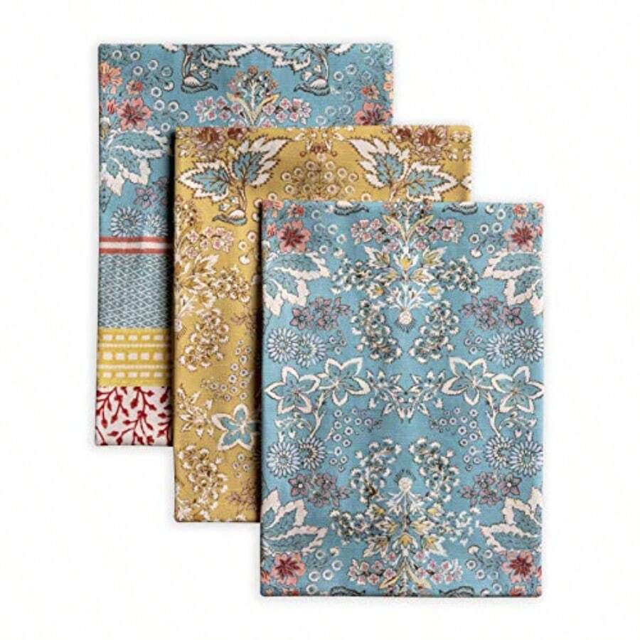 Maison d' Hermine - Juego de 3 toallas de cocina de algodón 100% 27.50" x 20" paños de té reutilizables absorbentes con asa para colgar para cocina hogar comedor fiestas de cócteles primavera - 02Marquesa - Ver 1