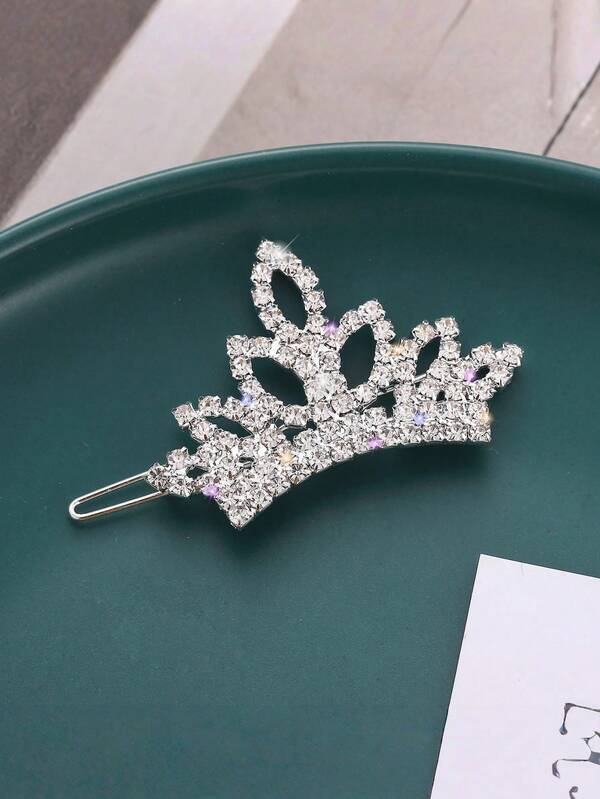1 PIEZA Clip para el cabello con cristales al estilo coreano, accesorio de moda para el cabello, clip para el cabello con forma de rana con cristales en forma de corona, tocado para mujer, pinzas para el cabello, pasador para el cabello, pasadores para el cabello, para fiesta, accesorios para el cabello para mujer