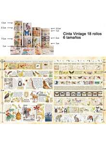 Estilo18 Rollos De Cinta Adhesiva Vintage Butterfly Botanical Nature Washi Cinta Para Bullet Journal, DIY, Scrapbooking, Blocs De Notas, Envoltura De Regalos, Artes Y ManualidadesVersióN Mejorada