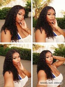 funky girl Water Wave Lace Front Wigs Human Hair Burmese Curly Wig For 180% Density Wet And Wavy Pre Plucked Transparent Lace Frontal 100% Human Hair Wigs With Spiral End Natural Color - Natural Black - View 5