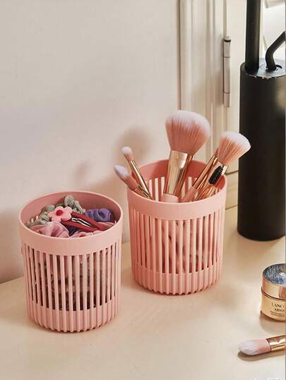 2pcs Desktop Storage Box, Pen Holder And Compartment, Suitable For Back To School Supplies, Office, Dorm, Cosmetics, Skincare And Office Essentials, Great Gift Idea For Women, Christmas, Creative Gifts