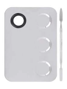 Espátula de Paleta de Maquillaje, Paleta de Mezcla de Maquillaje, Acero Inoxidable con Herramienta de Espátula, para Mezclar Base, Sombra de Ojos, Lápiz Labial,37268082 - Multicolor - Ver 1