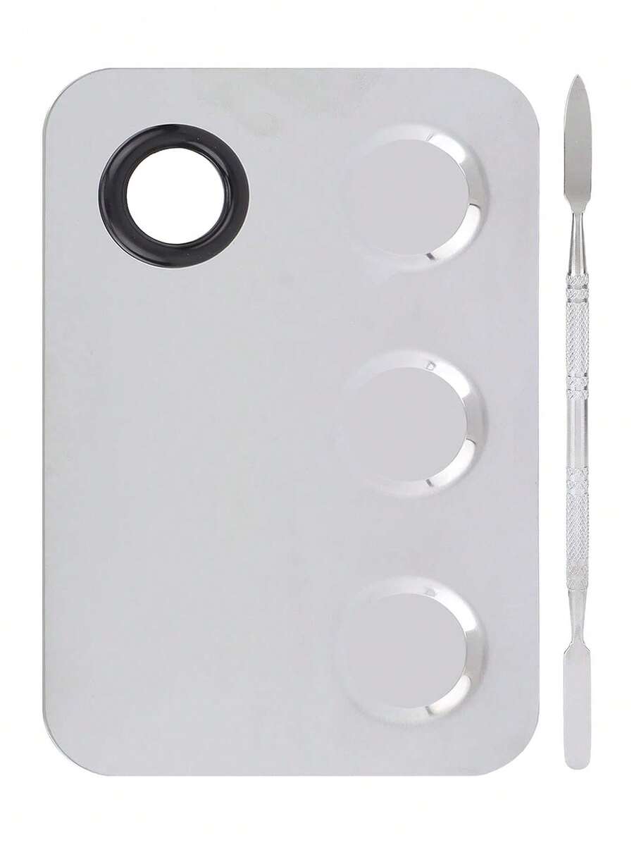 Espátula de Paleta de Maquillaje, Paleta de Mezcla de Maquillaje, Acero Inoxidable con Herramienta de Espátula, para Mezclar Base, Sombra de Ojos, Lápiz Labial,37268082 - Multicolor - Ver 1